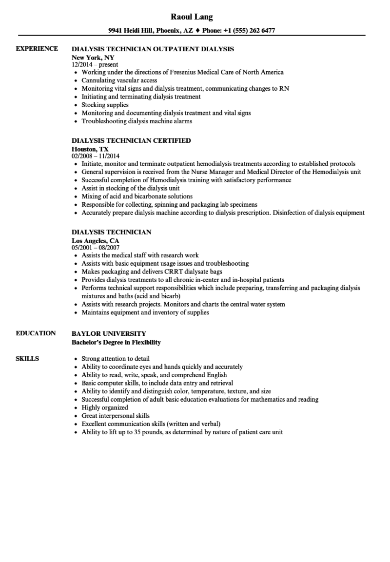 Patient Care Technician For Dialysis